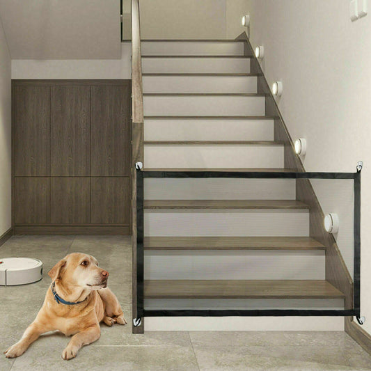 Barrière de sécurité pour chien, chat et bébé – Filet magique portatif pour escaliers et portes