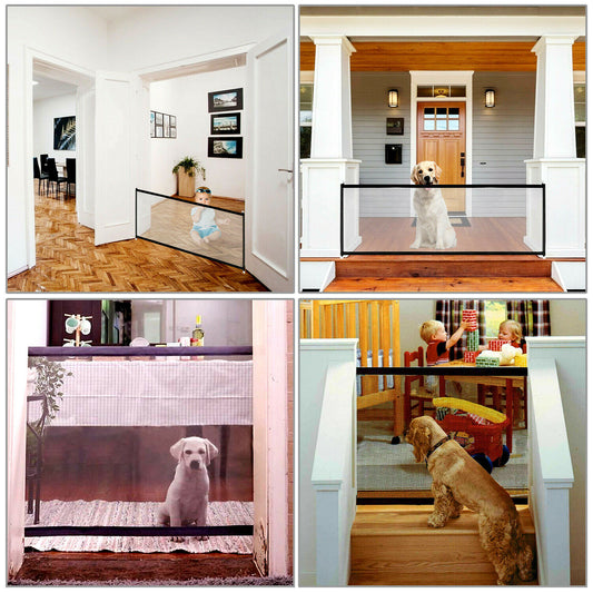 Barrière de sécurité pour chien, chat et bébé – Filet magique portatif pour escaliers et portes